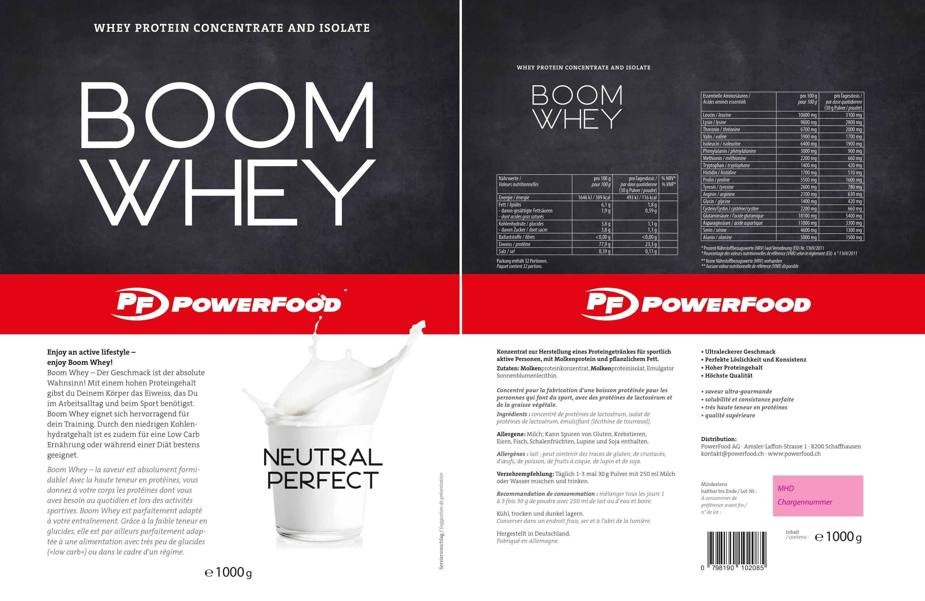PowerFood Boom Whey (1000g) - Neutral Perfect 2/3