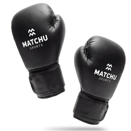 Gants de boxe - Cuir synthétique PU - Noir - 12/14/16 OZ