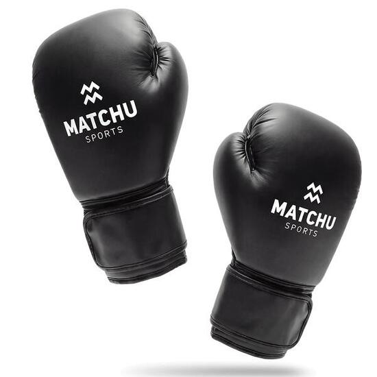 Gants de boxe - Cuir synthétique PU - Noir - 12/14/16 OZ