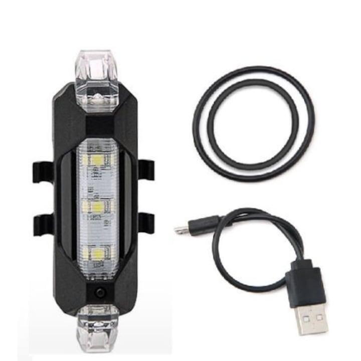 Far si stop 5 led, reincarcabile USB, 3 moduri luminare