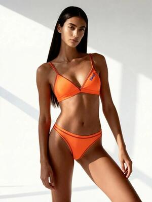 costume bikini corallo e fragola da donna in mat. sintetico da nuoto