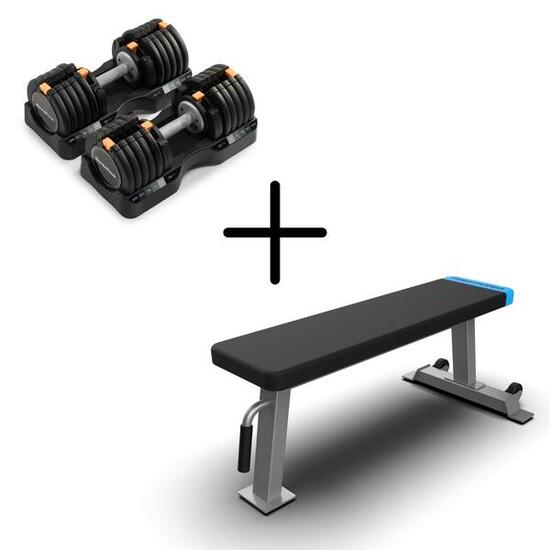 Pack Haltères de 25kg (x2) Réglable + Banc de musculation