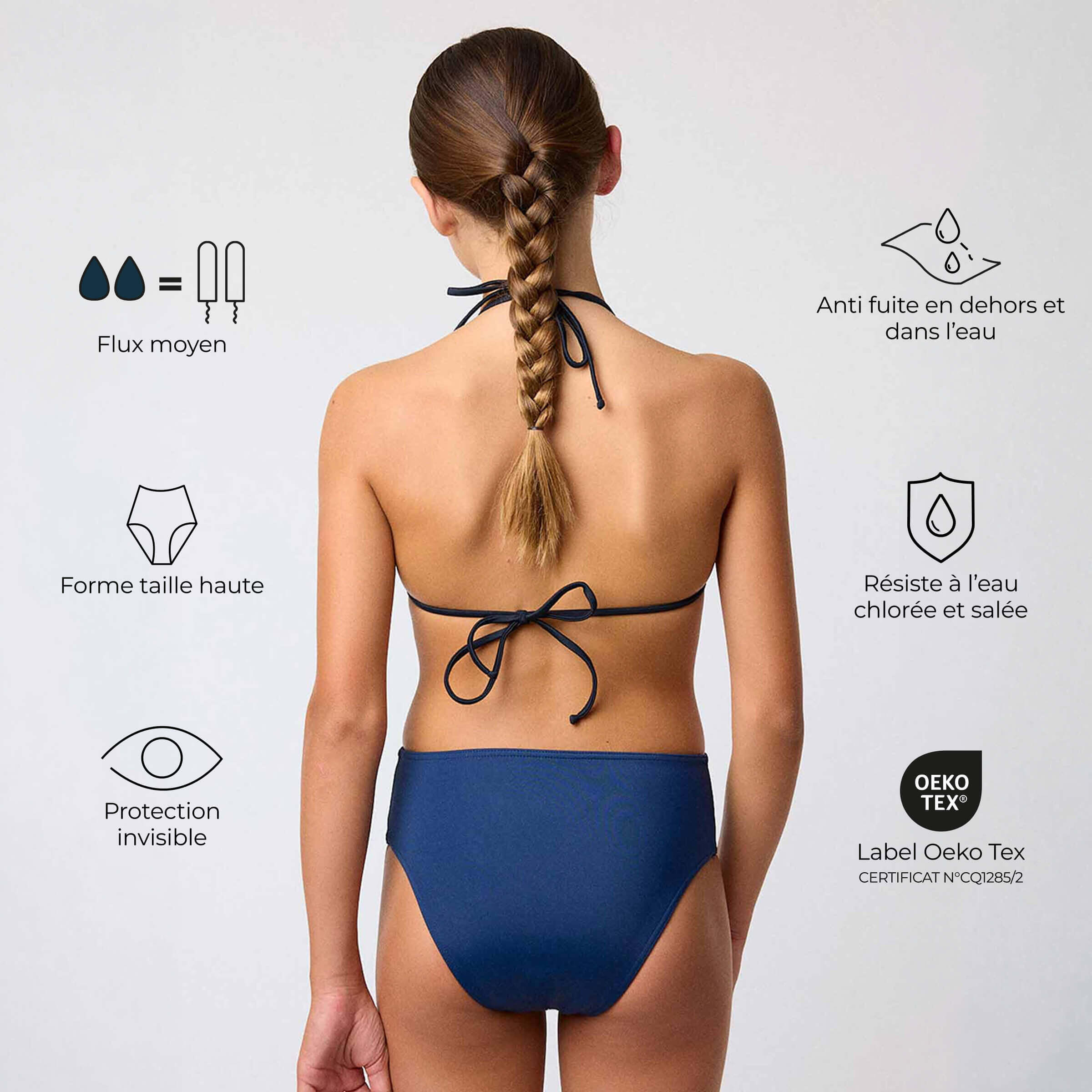 Culotte de Bain Menstruel Hydriades pour Ados - Flux Moyen 2/8