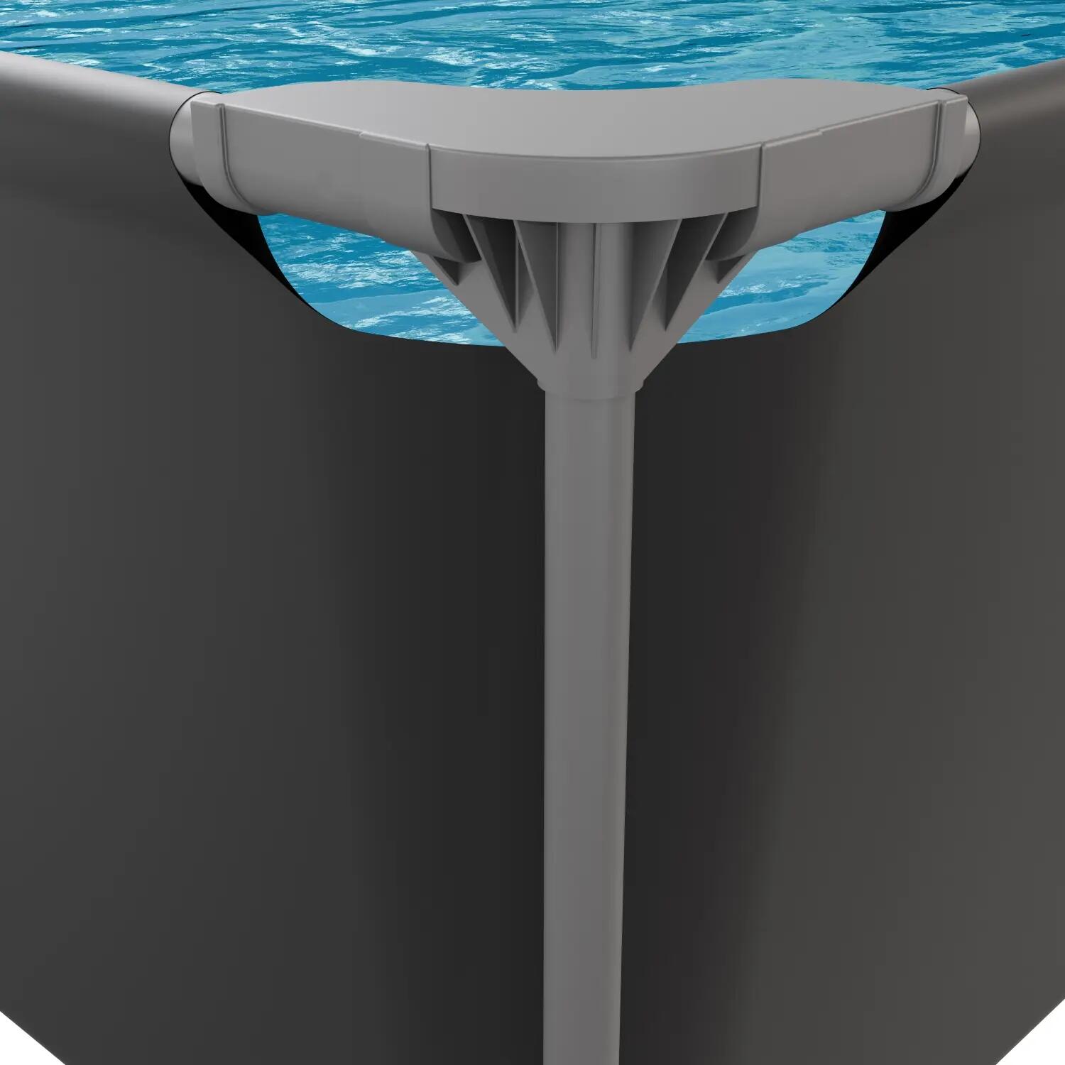 Piscine - Rectangulaire - 260 x 180 x 66 cm - Anthracite - Avec Pompe de Filtrat 7/8