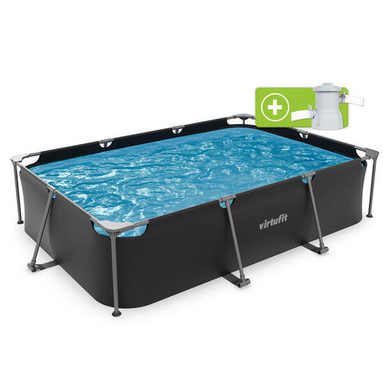 Piscine - Rectangulaire - 300 x 210 x 66 cm - Anthracite - Avec Pompe de Filtrat