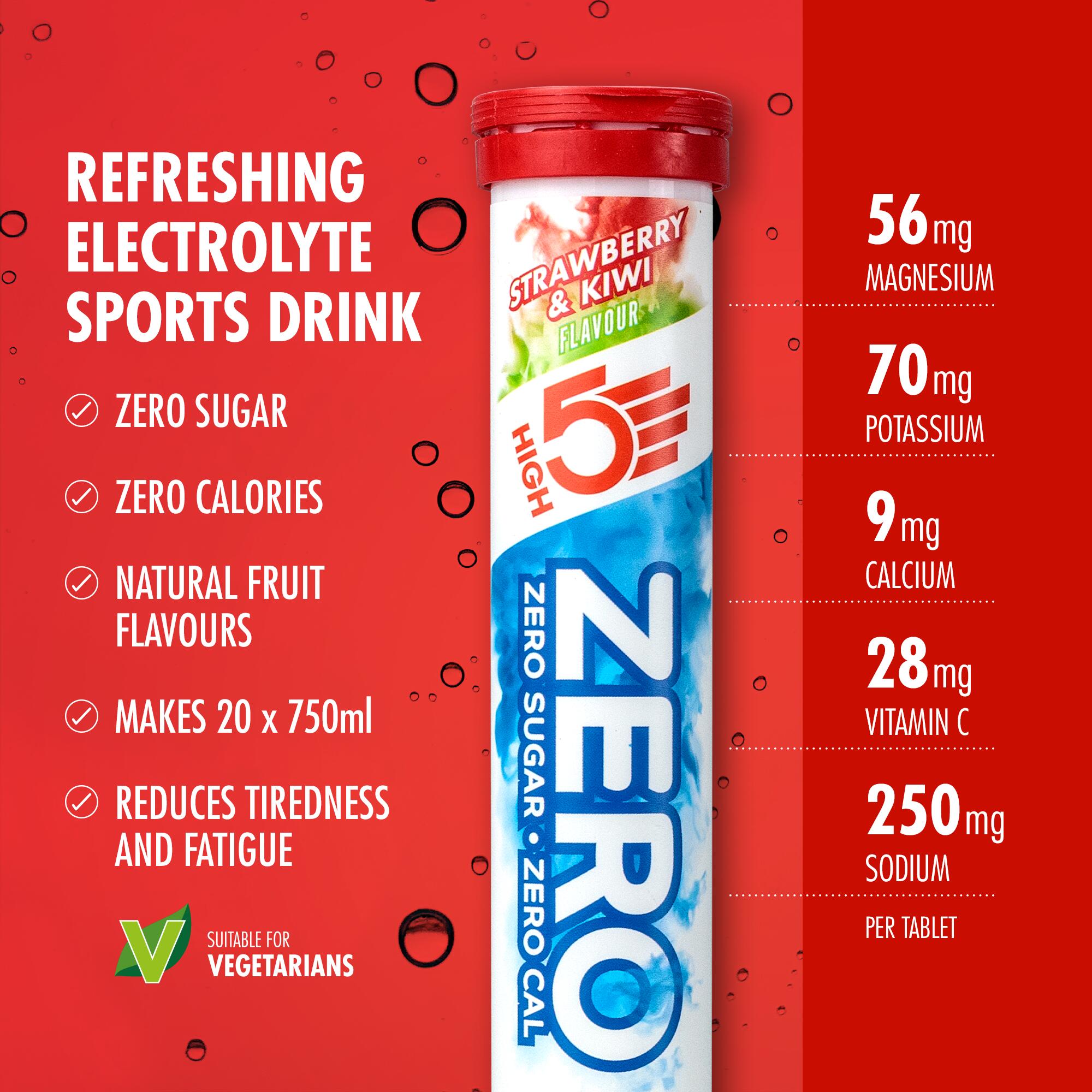 High5 Sports Nutrition Electrolyte Zero 20 Effervescent Tabs Strawberry & Kiwi 4/4