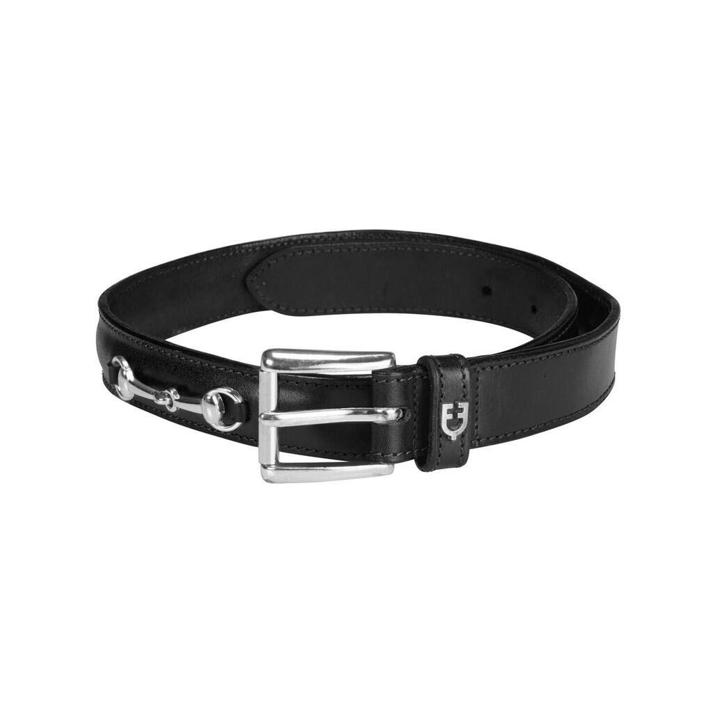 Horse riding leather belt with snaffle bits