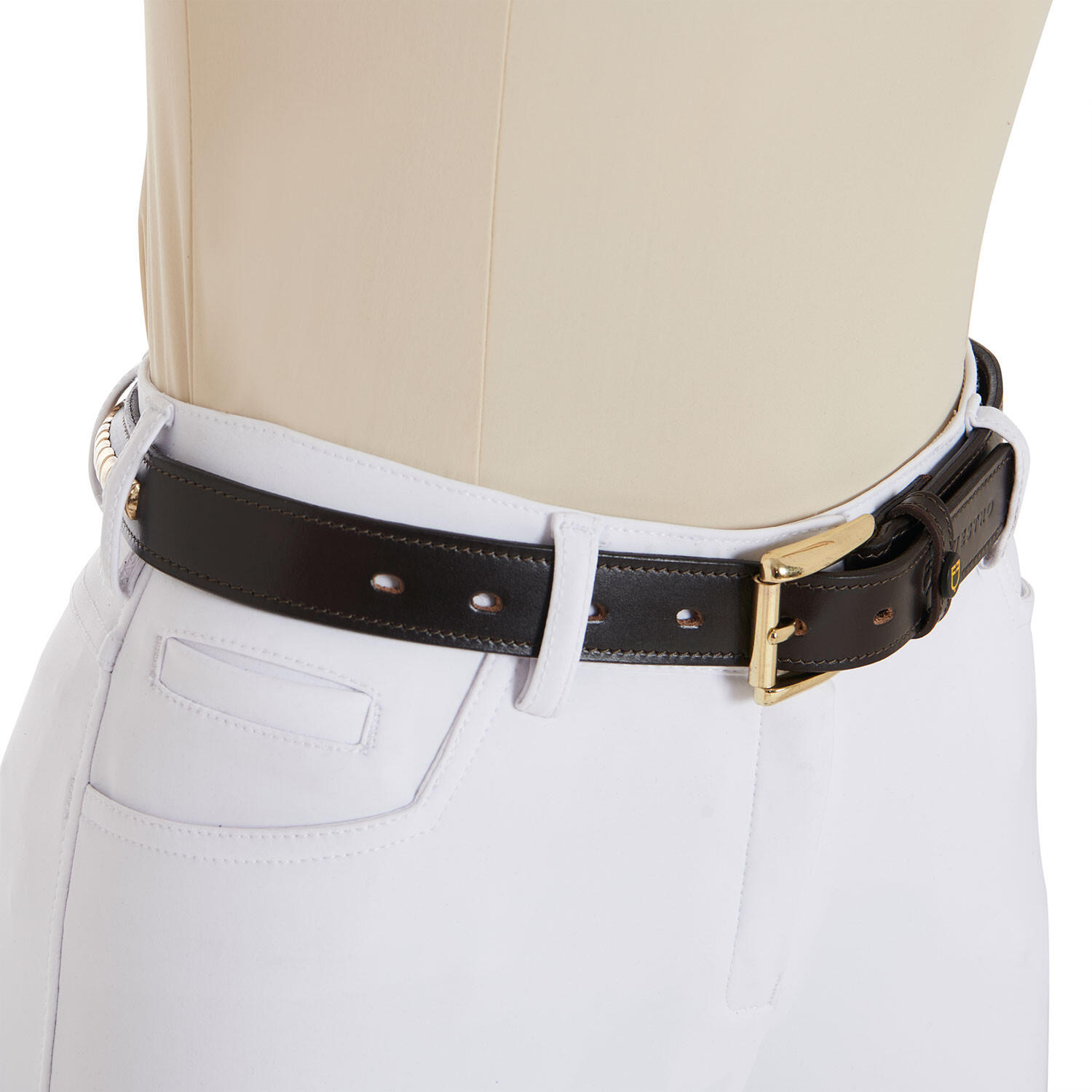 Ceinture d'équitation en cuire avec clincher argenté 7/7