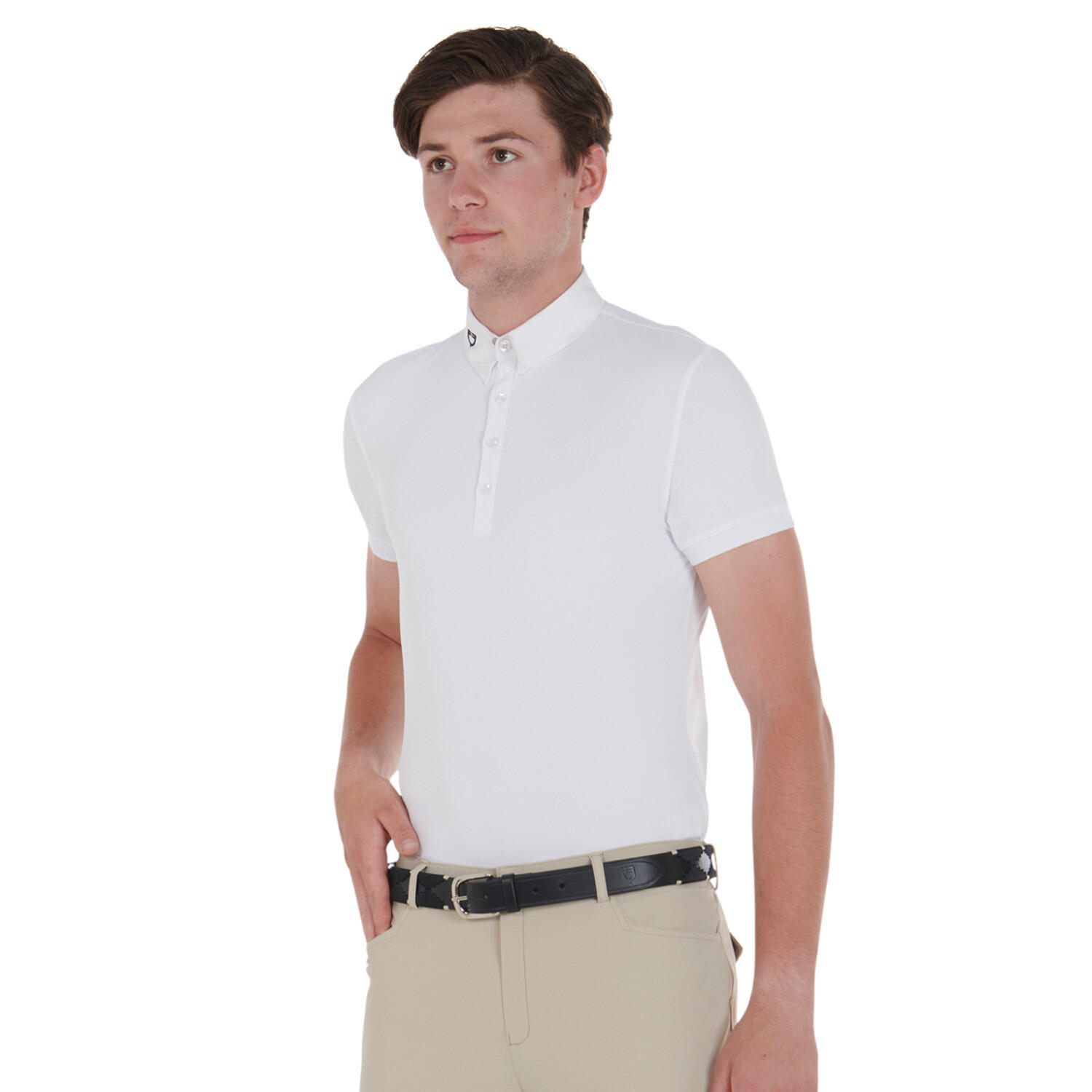 Ceinture d'équitation en cuir avec broderie noire et blanche 7/7