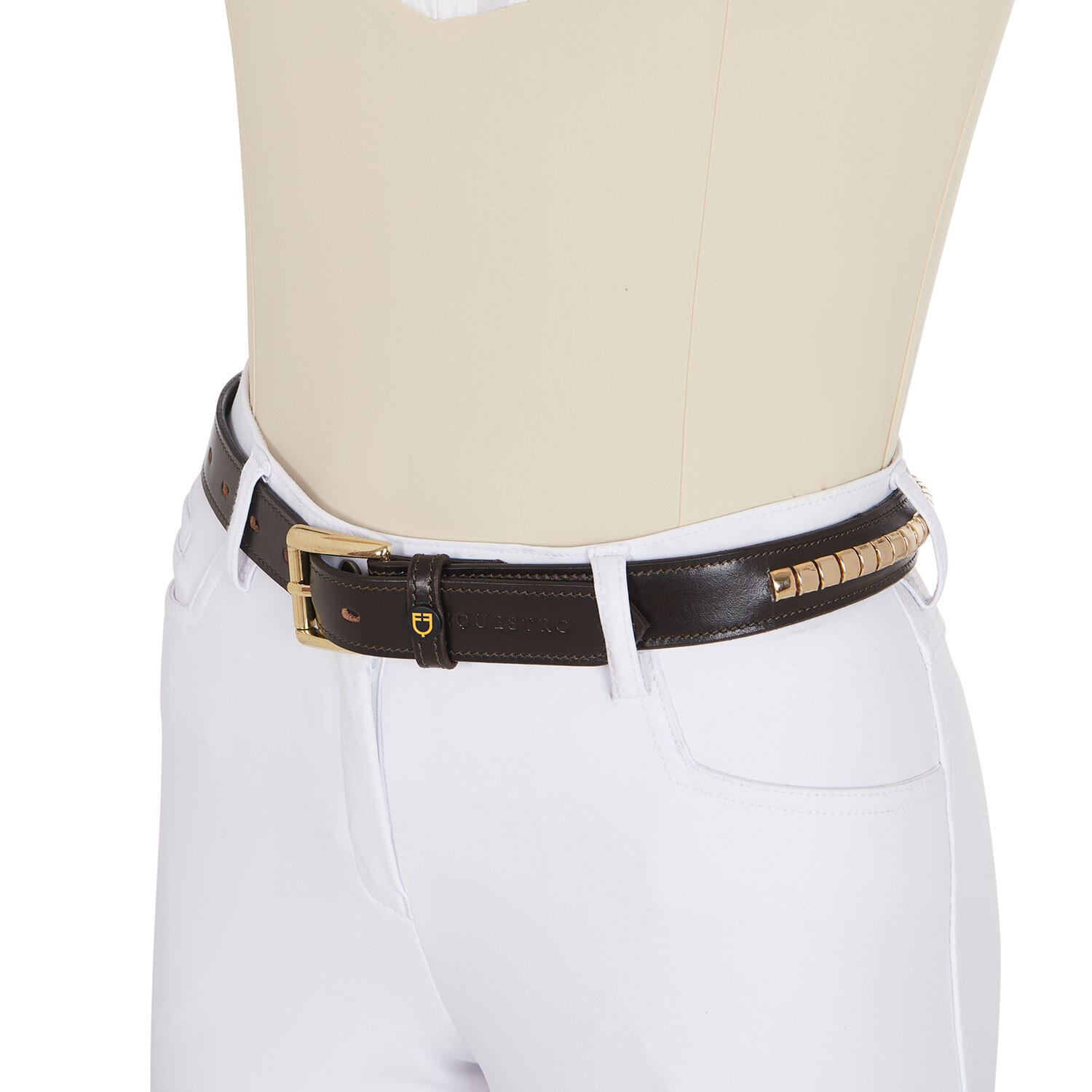 Ceinture d'équitation en cuire avec clincher argenté 6/7