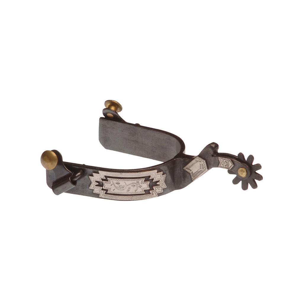 Black western spurs with navajo decoration