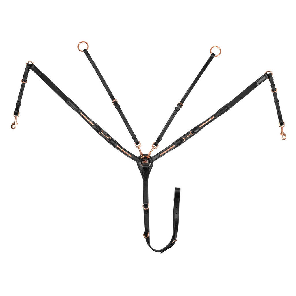 Breastplate with leather fork and rose gold snaffle bits decoration