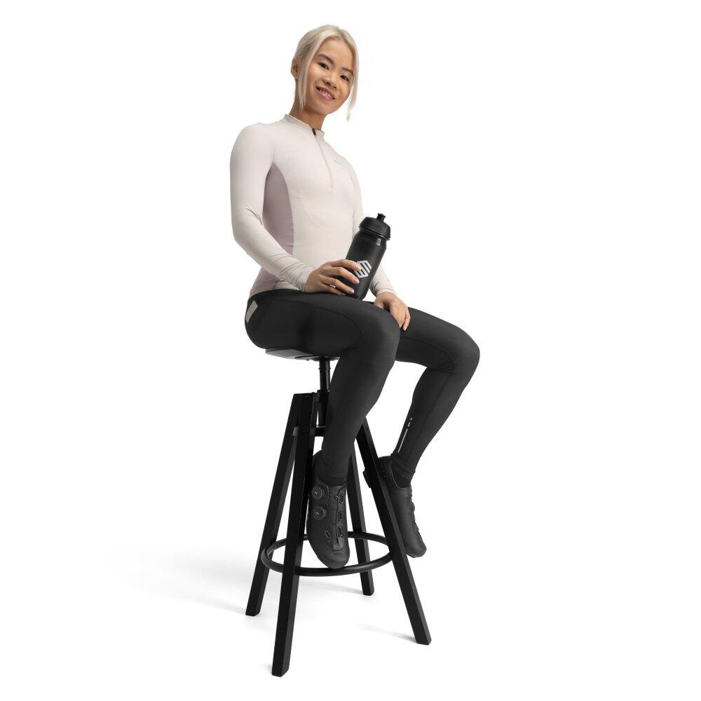 Damen Radsport lange thermo-fahrradträgerhose gravelsport Delta Schwarz 3/7