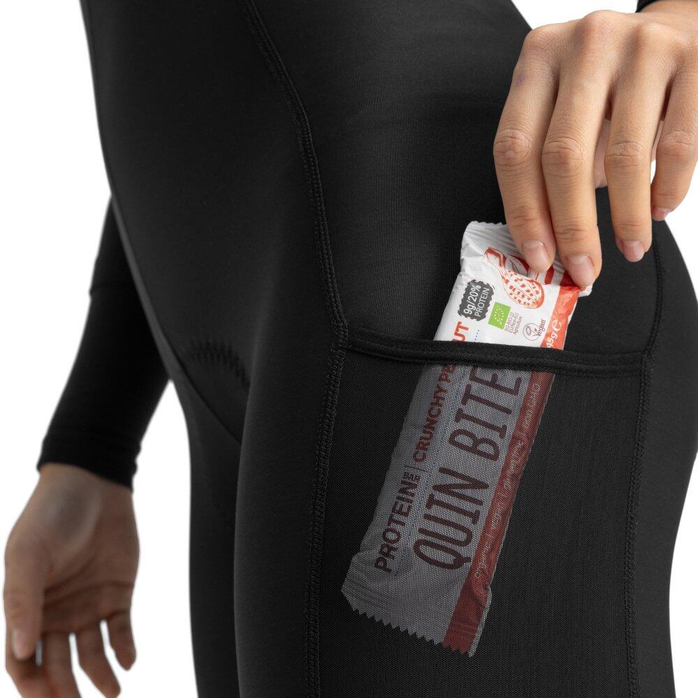 Damen Radsport lange thermo-fahrradträgerhose gravelsport Delta Schwarz 5/7