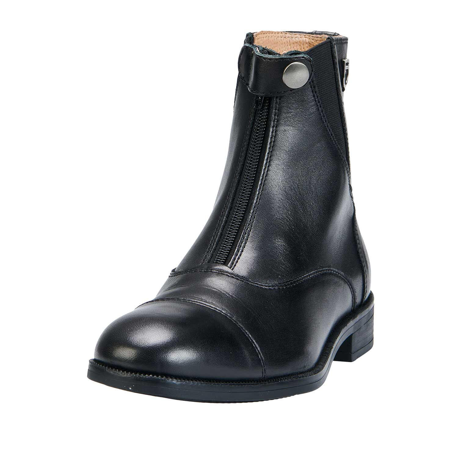 Botines unisex de piel de becerro plena flor con cremallera frontal 4/5