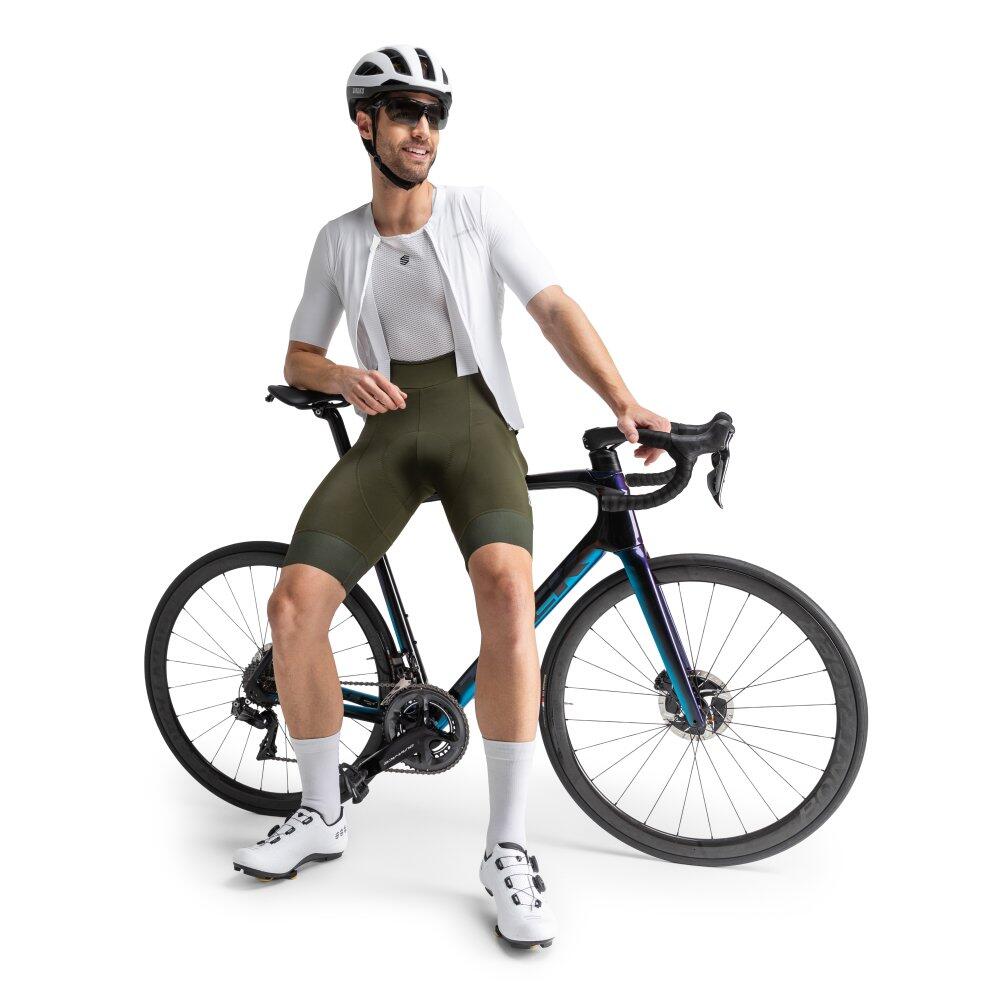 Heren Fietsen bib shorts van e stoffen Basil Groen 3/8