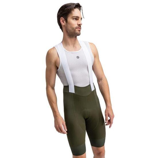 Men Cycling 's bib shorts in recycled fabrics Basil Green