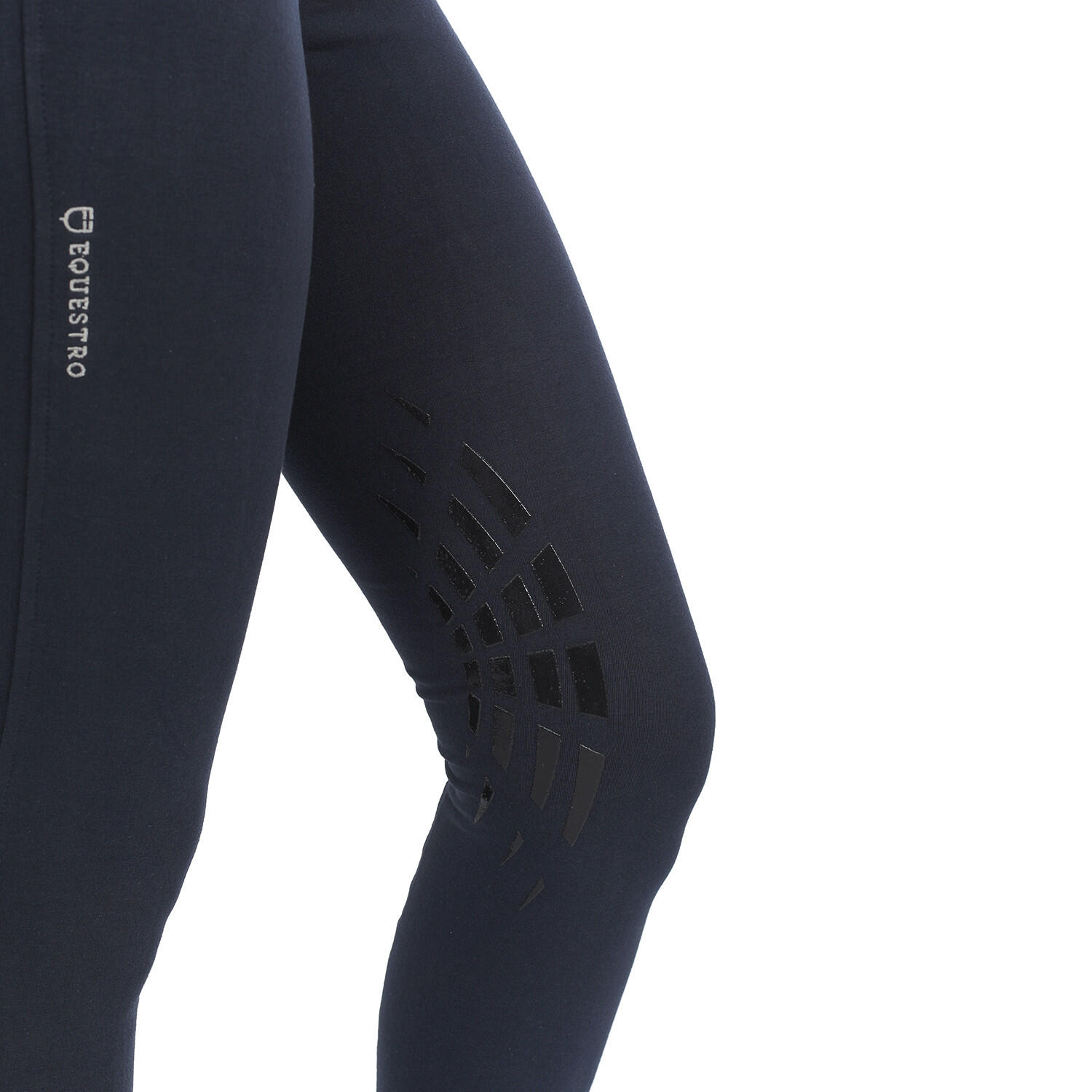 Pantaloni equitazione donna in cotone elasticizzato con grip 3/4