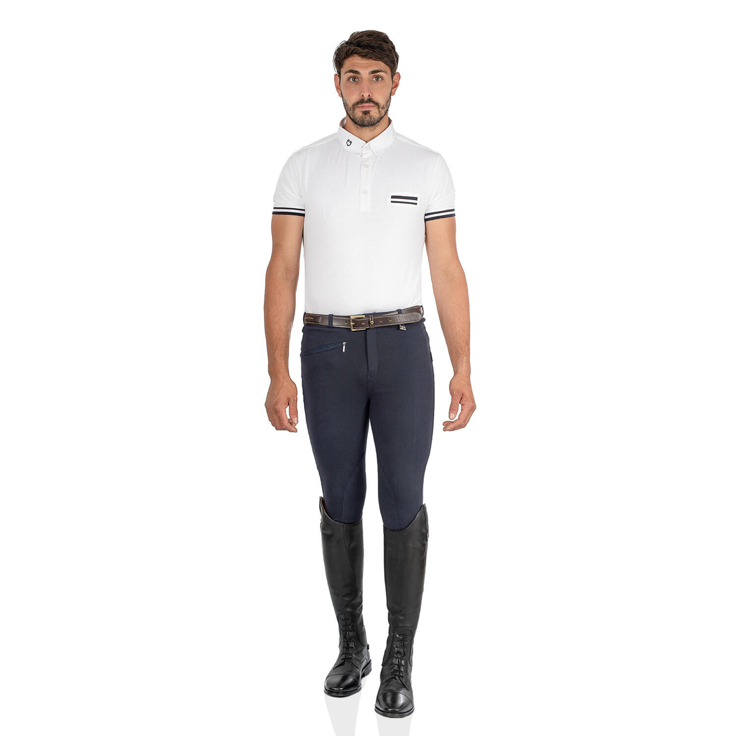 Pantaloni equitazione uomo in cotone elasticizzato 4/4