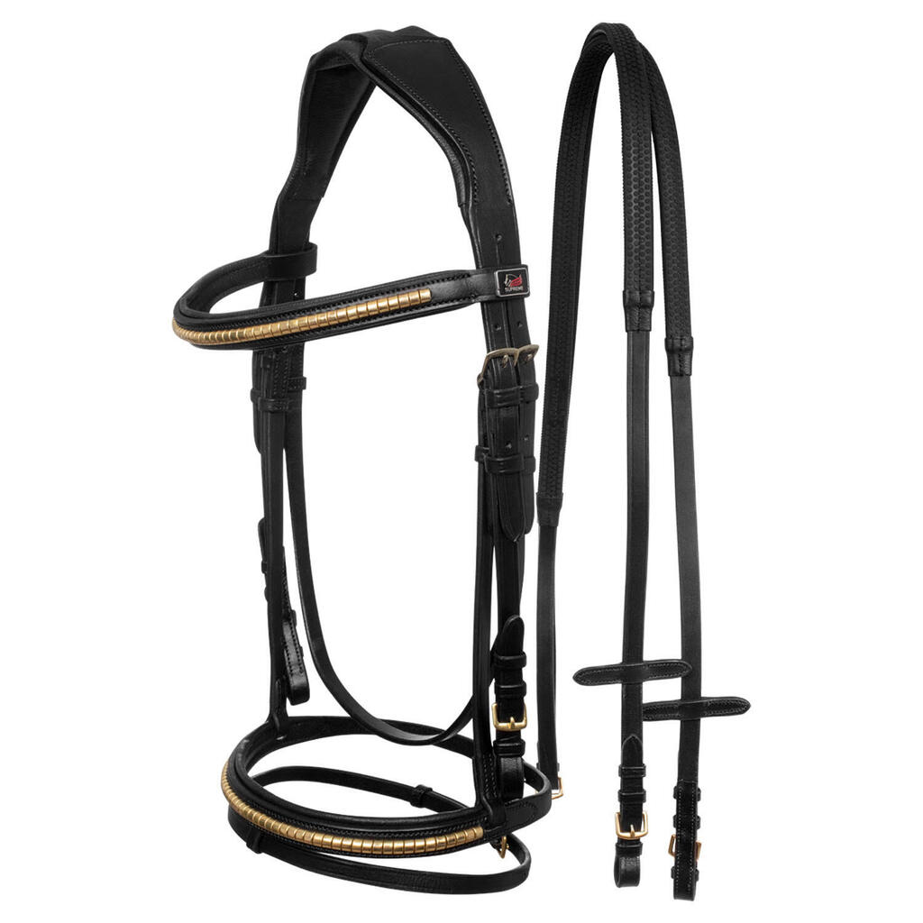 English bridle with clincher and rubber reins