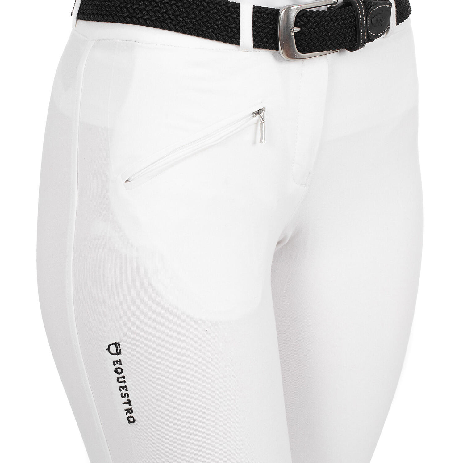 Pantaloni equitazione donna in cotone elasticizzato con grip 3/4