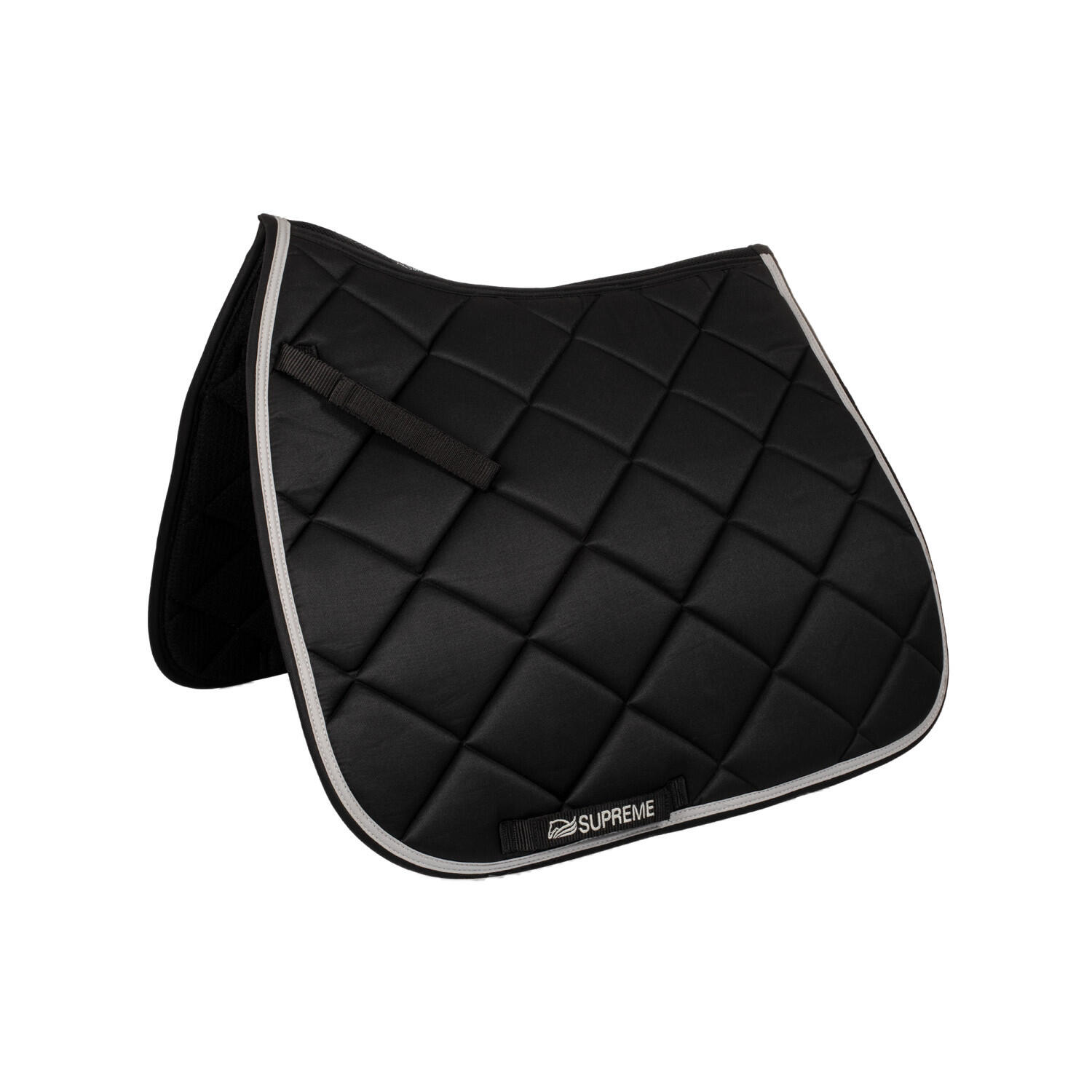 Tapis De Selle IRH Basic Cotton – Doublure Cool-Dry, Surpiqûre Losanges, Noir, Pour Selle Polyvalente Ou Dressage