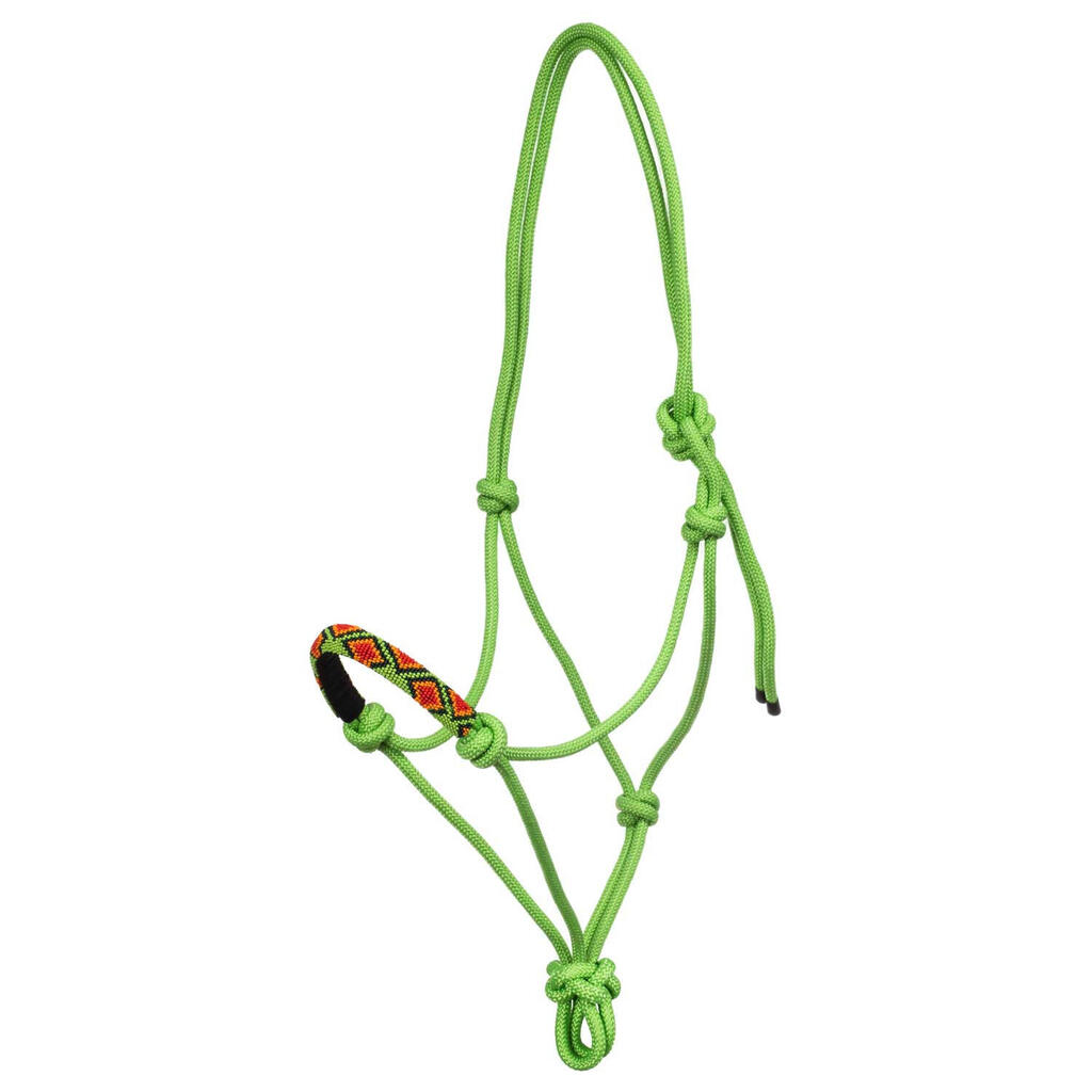 Knotted rope halter with navajo decorations