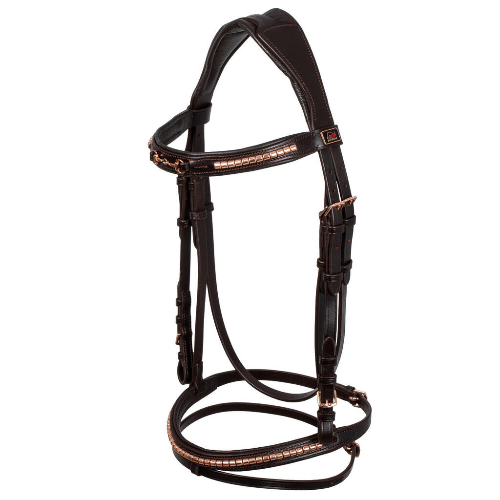 Bridle with rose gold snaffle bit decoration