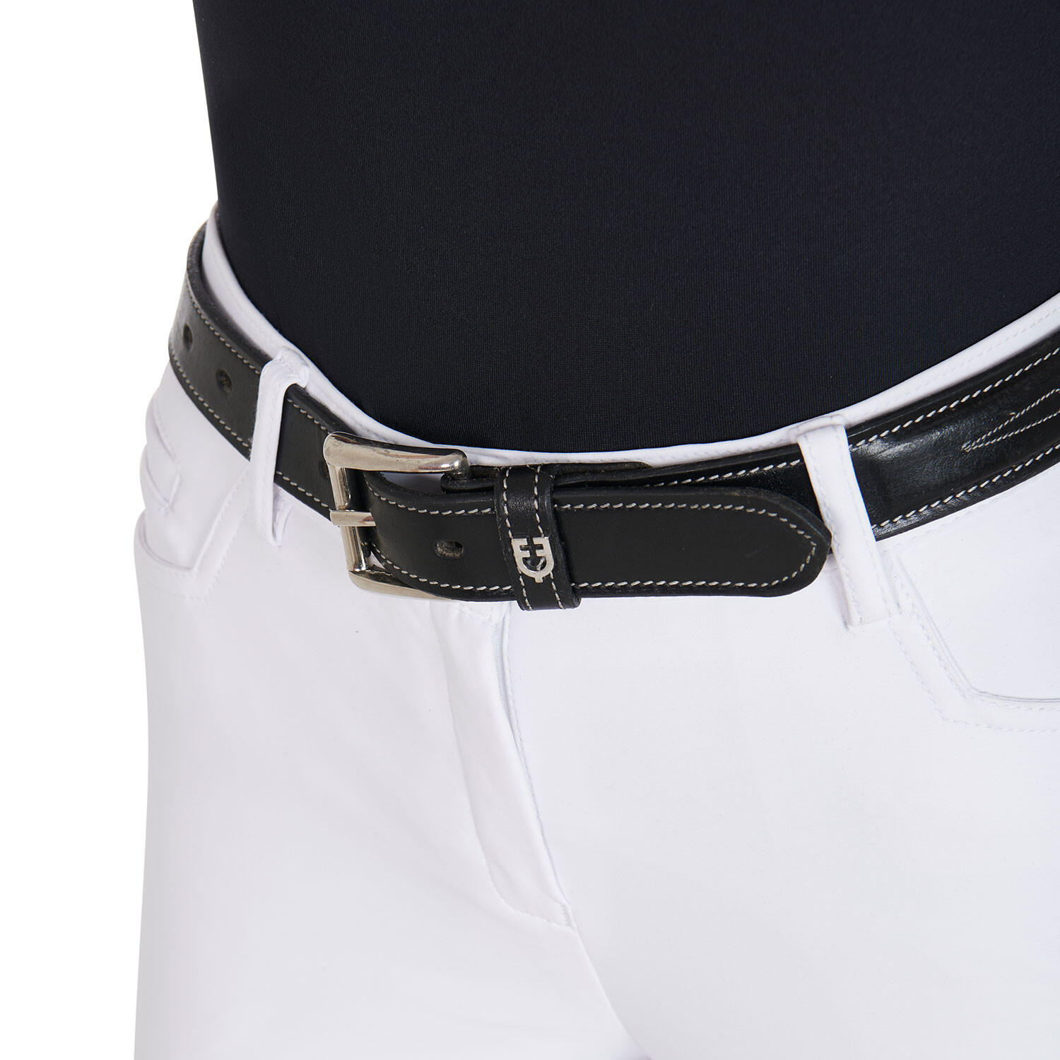 Ceinture en cuir avec broderies blanches et noires 7/7