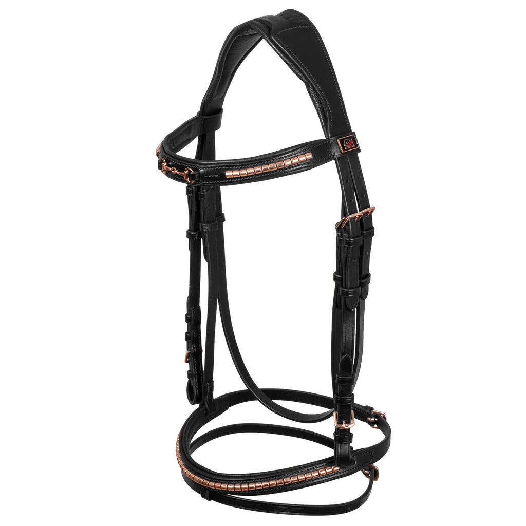 Bridle with rose gold snaffle bit decoration