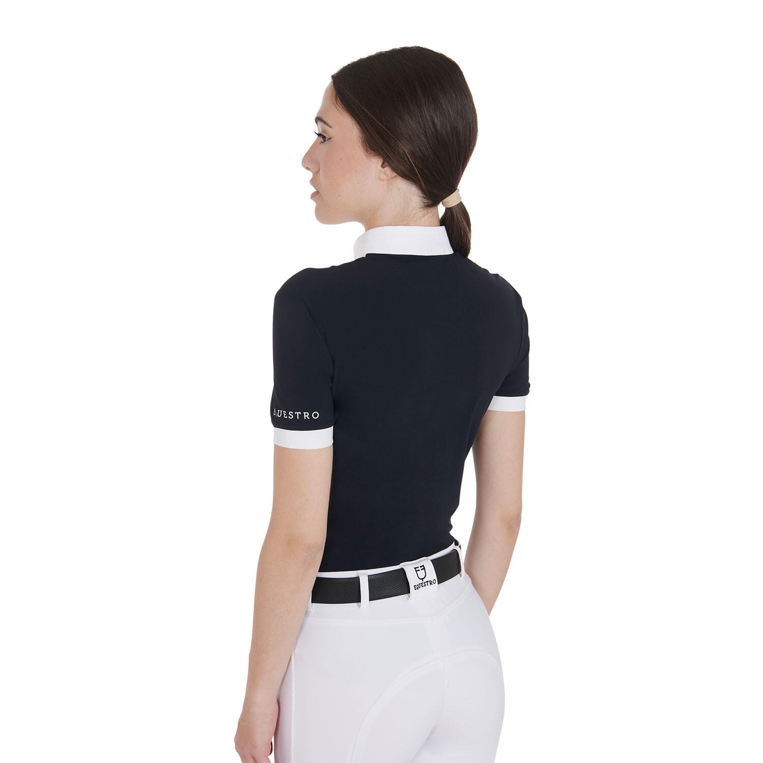 Polo feminina slim fit algodão plissado 2/7
