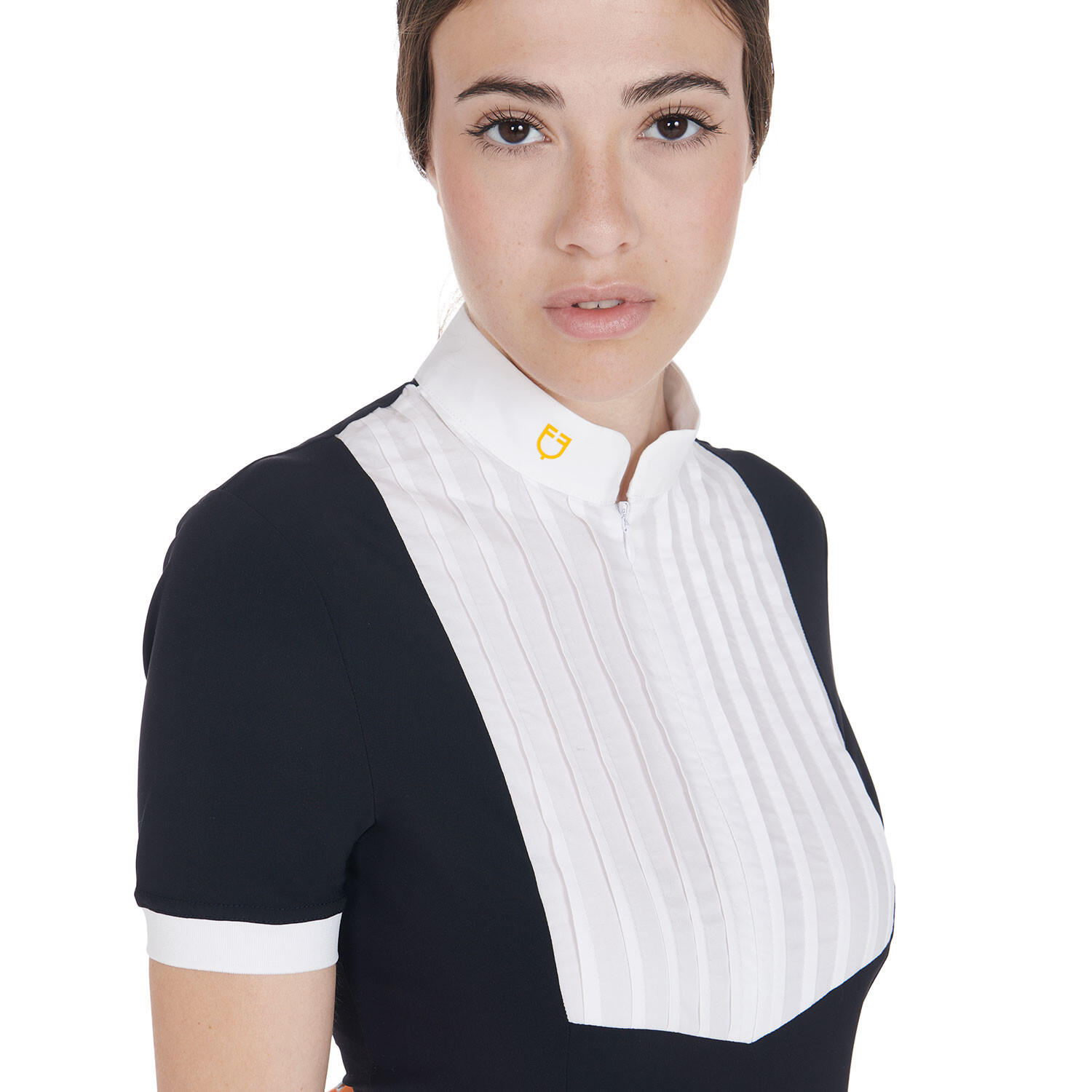 Polo feminina slim fit algodão plissado 5/7