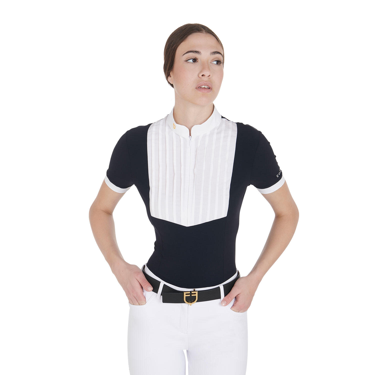 Polo feminina slim fit algodão plissado 4/7