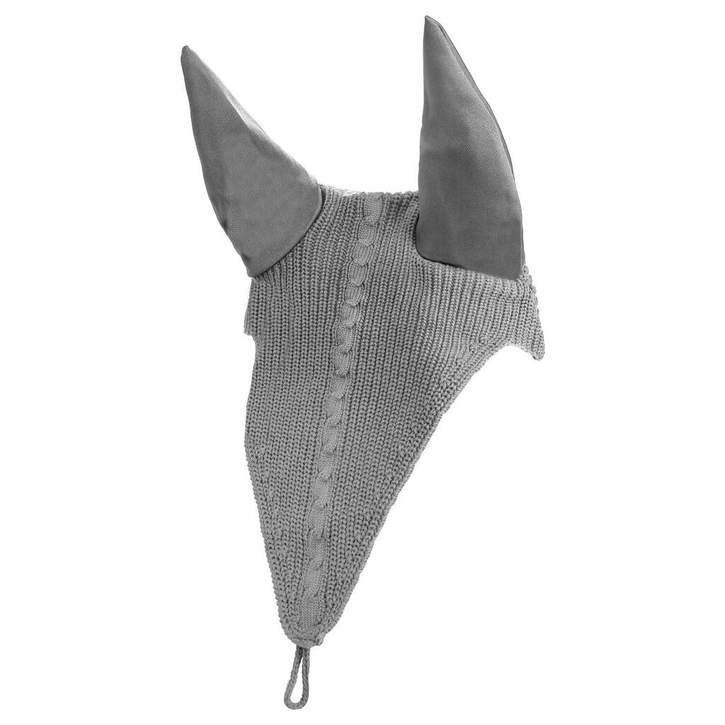 Horse crochet ear bonnet with tie strap at the noseband