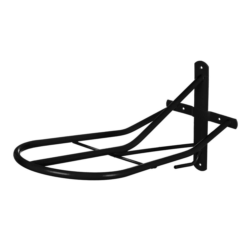 Fixed wall-mounted english saddle rack