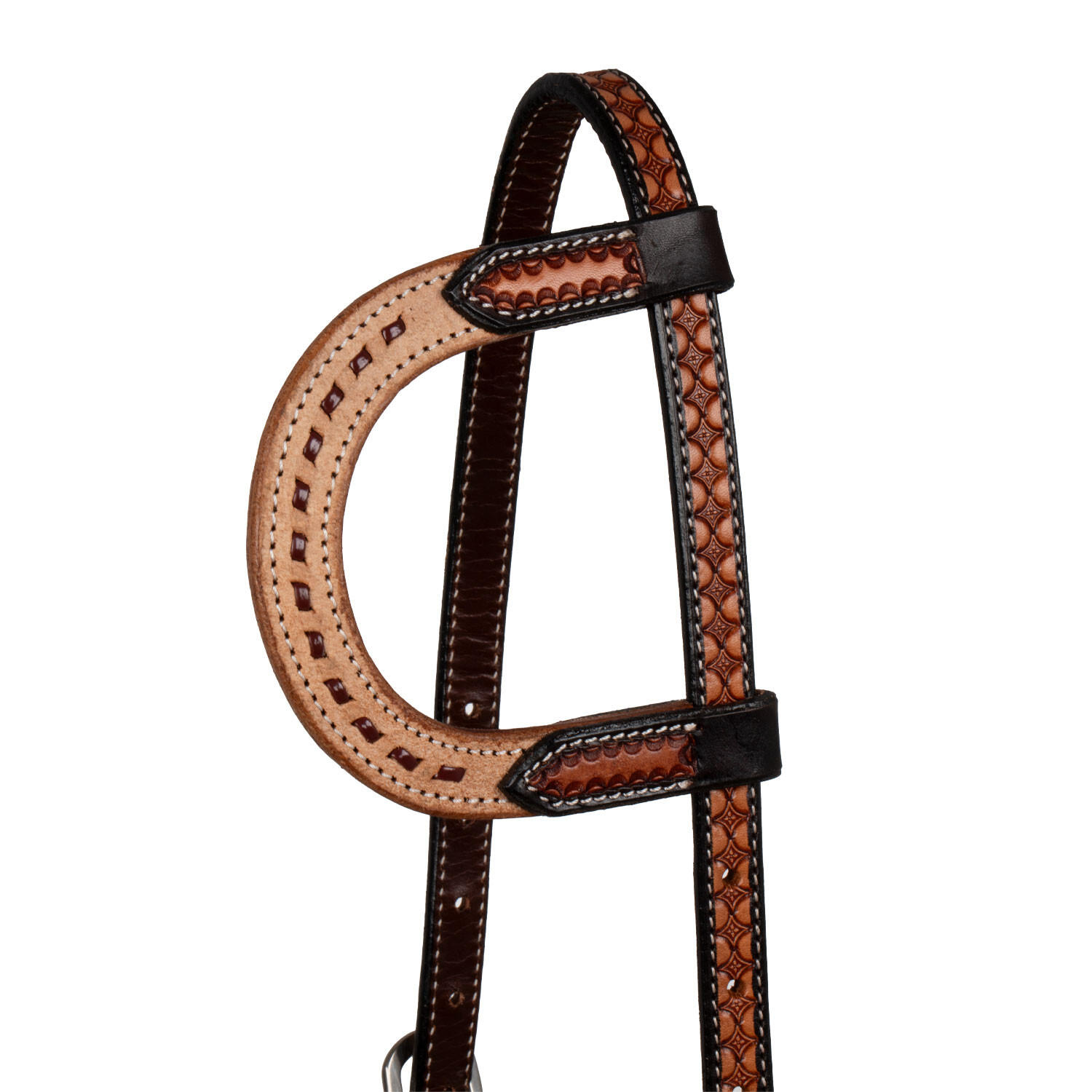 Testera western bicolor para caballo con una oreja 2/4