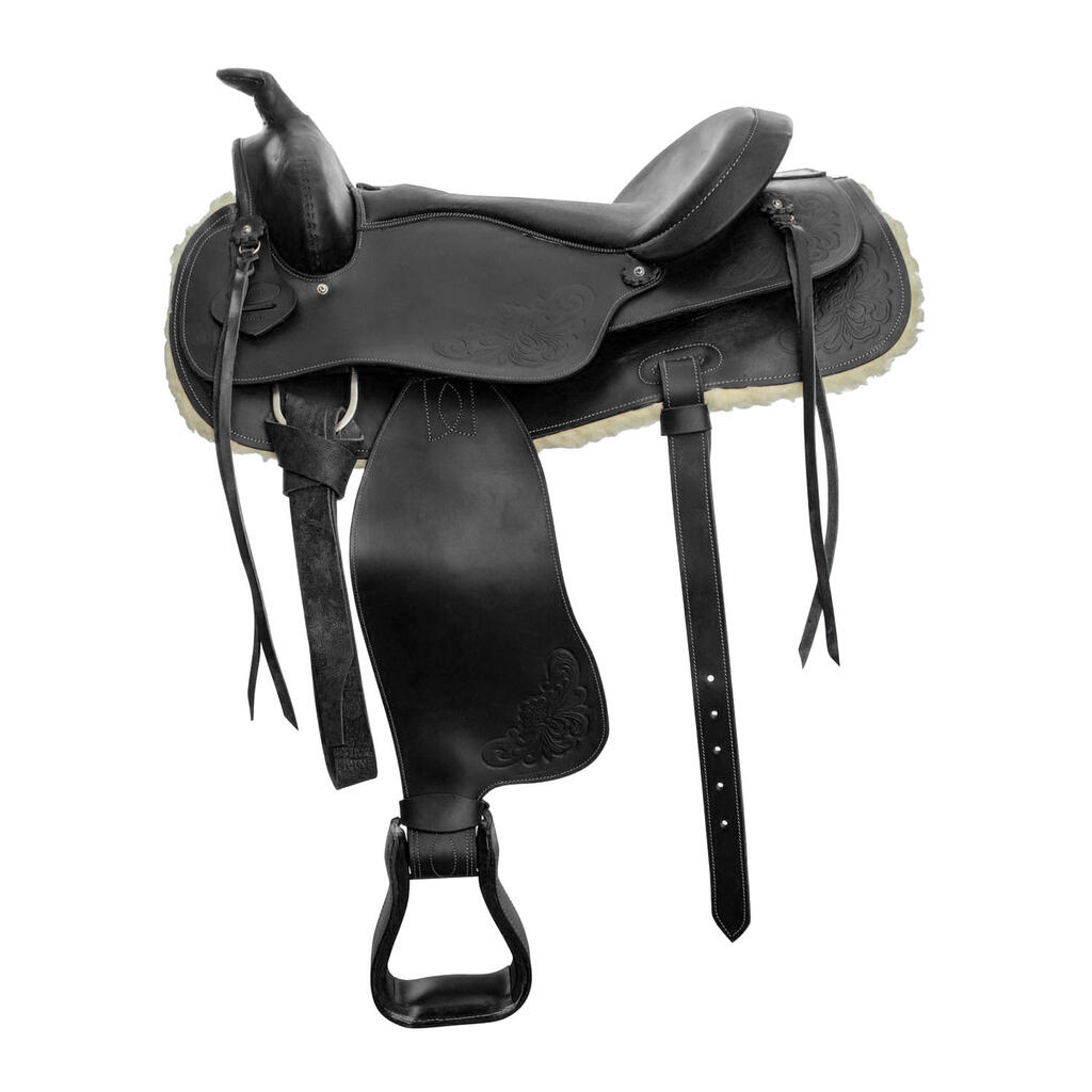 Reiner western saddle con flower tooling