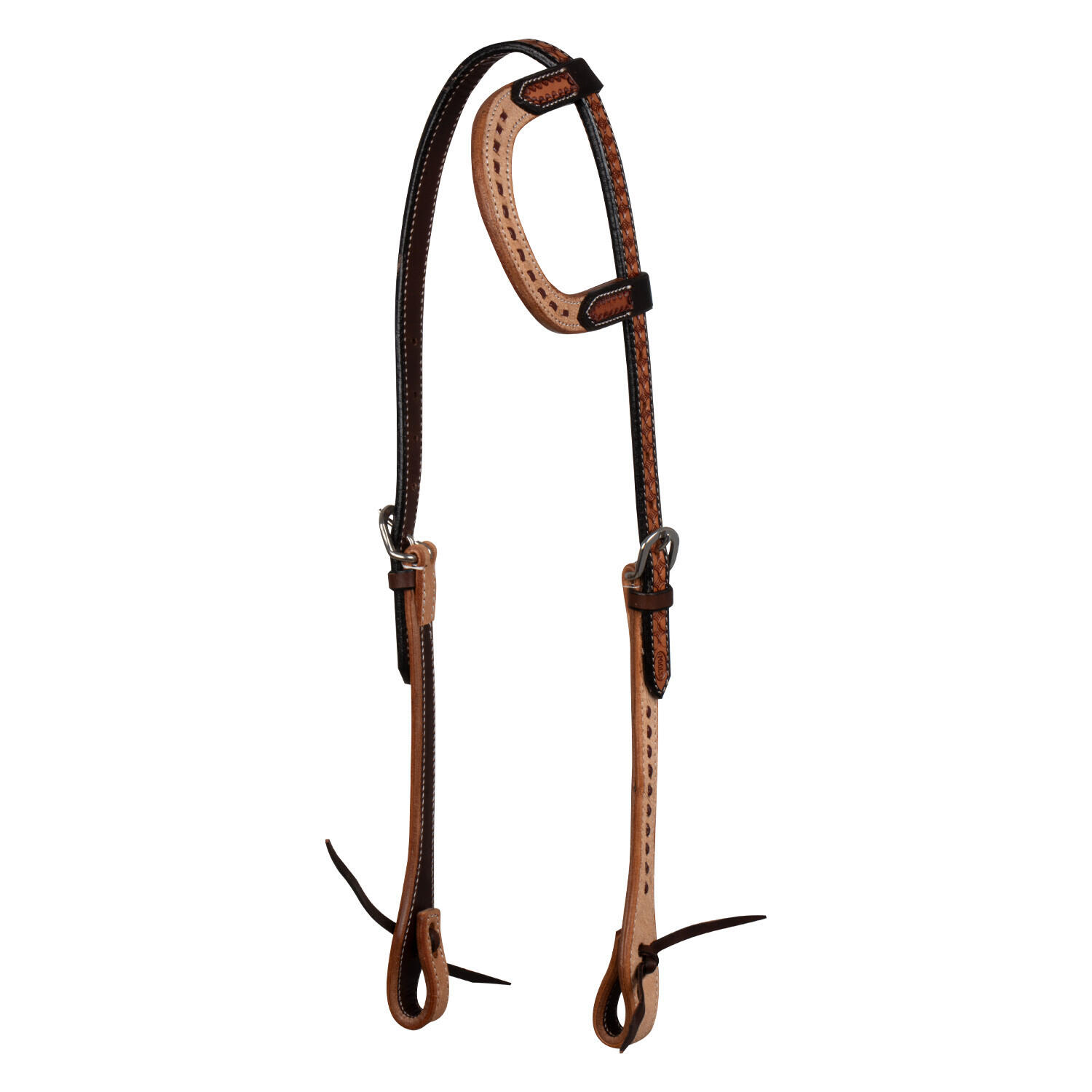 Testera western bicolor para caballo con una oreja 1/4