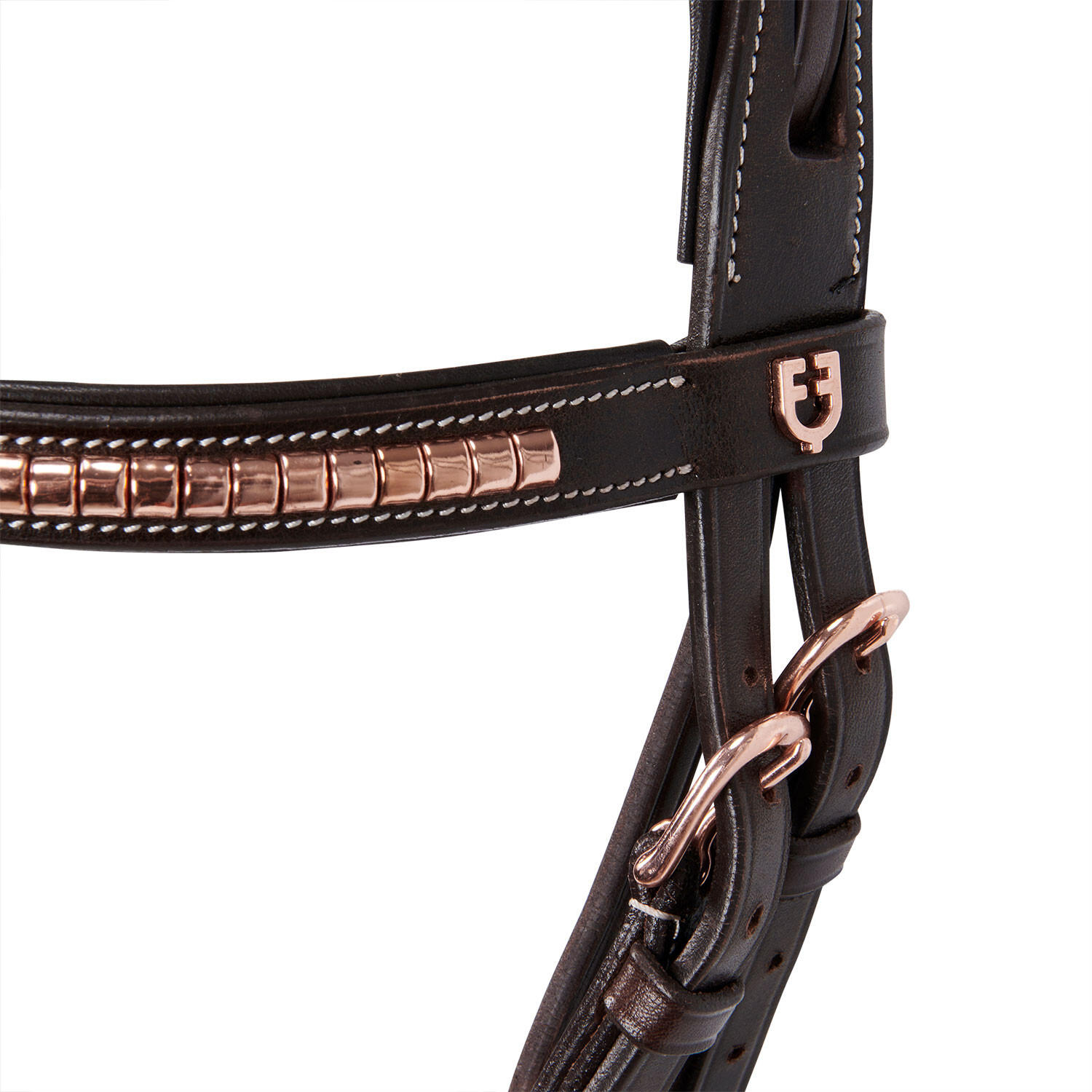 Testiera anglaise en cuir clincher couleur or rose 3/7