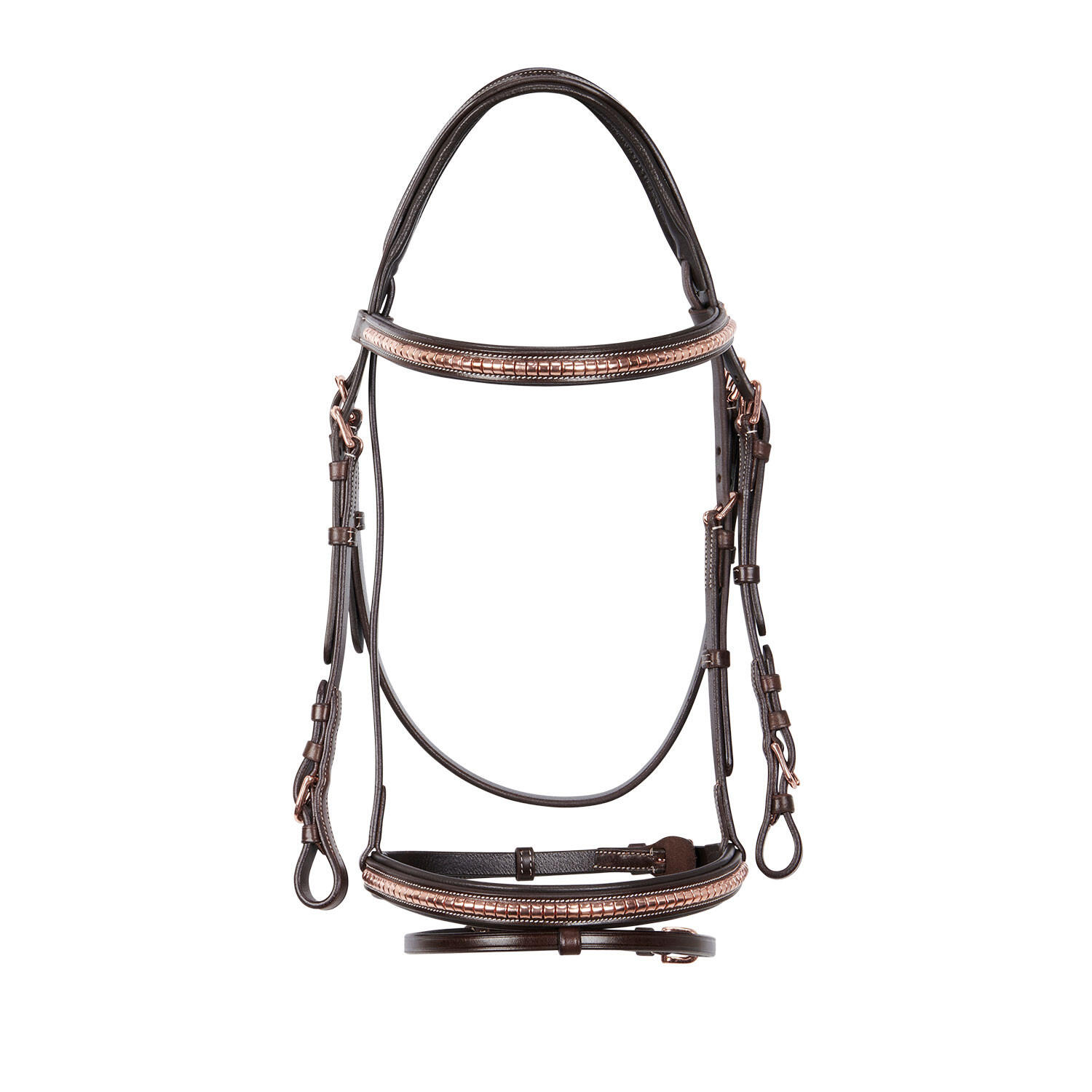 Testiera anglaise en cuir clincher couleur or rose 2/7