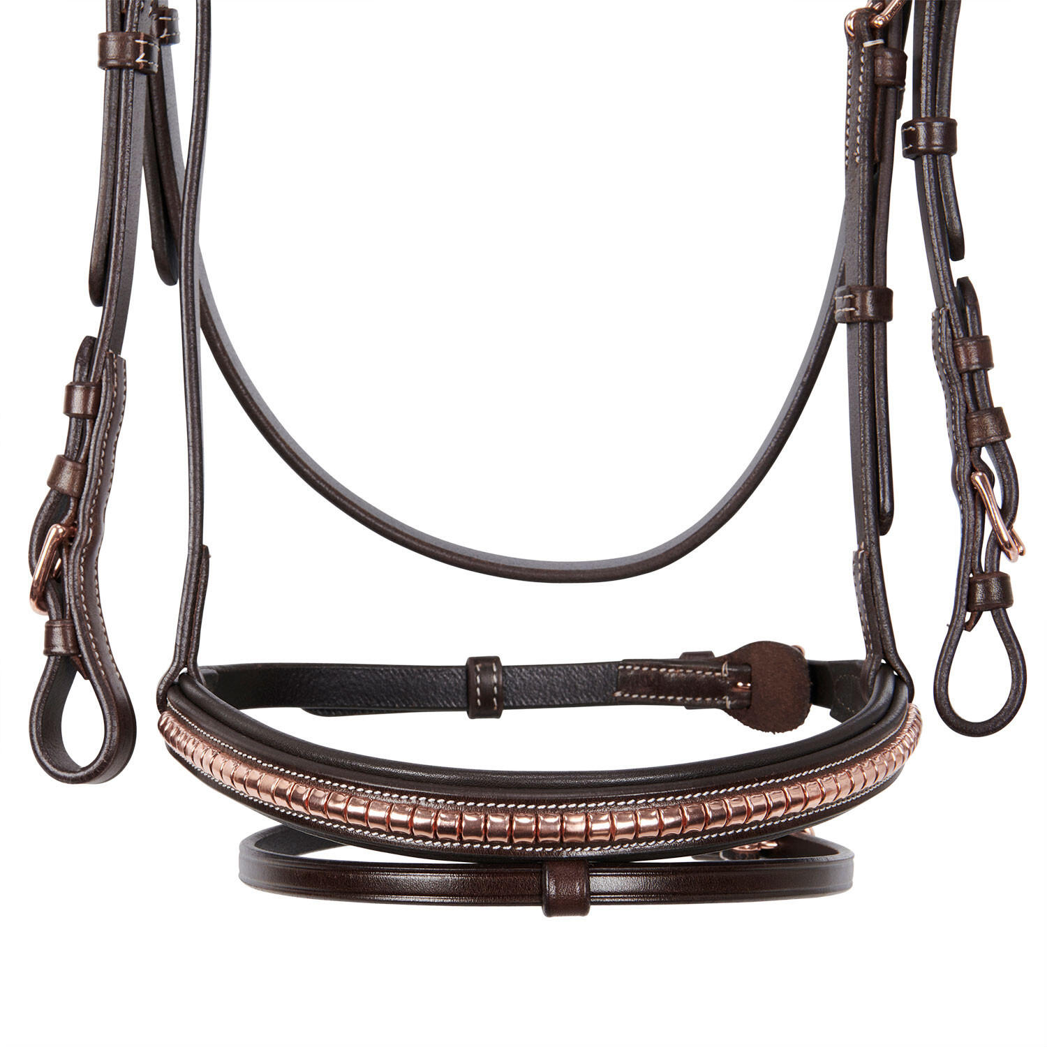 Testiera anglaise en cuir clincher couleur or rose 5/7