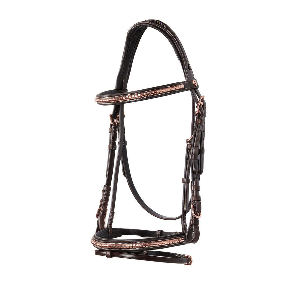 English leather clincher browband rose gold color