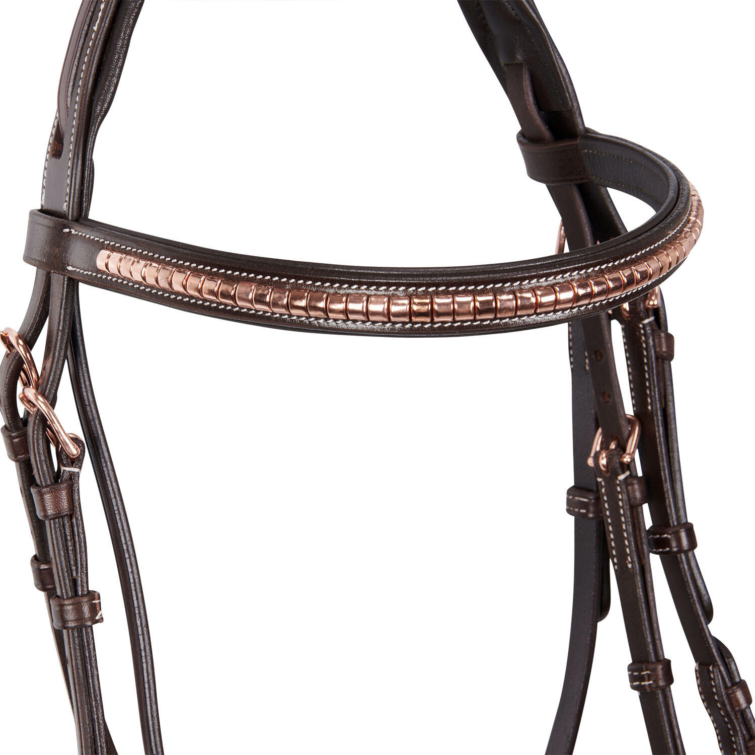Testiera anglaise en cuir clincher couleur or rose 4/7