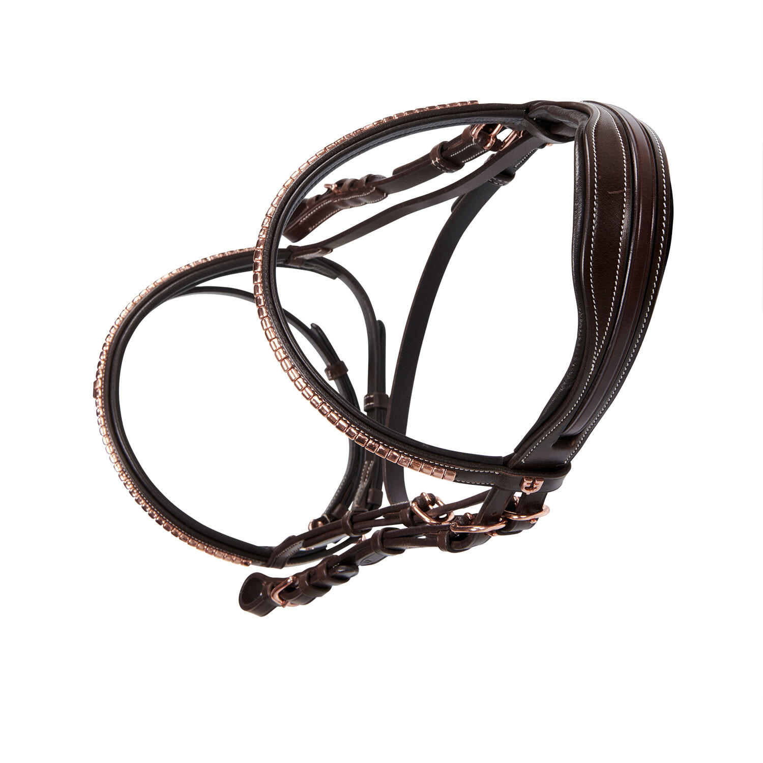 Testiera anglaise en cuir clincher couleur or rose 6/7