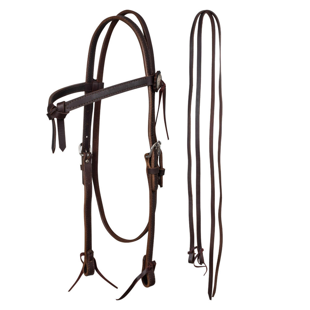 Bow bridle in greased leather with reins
