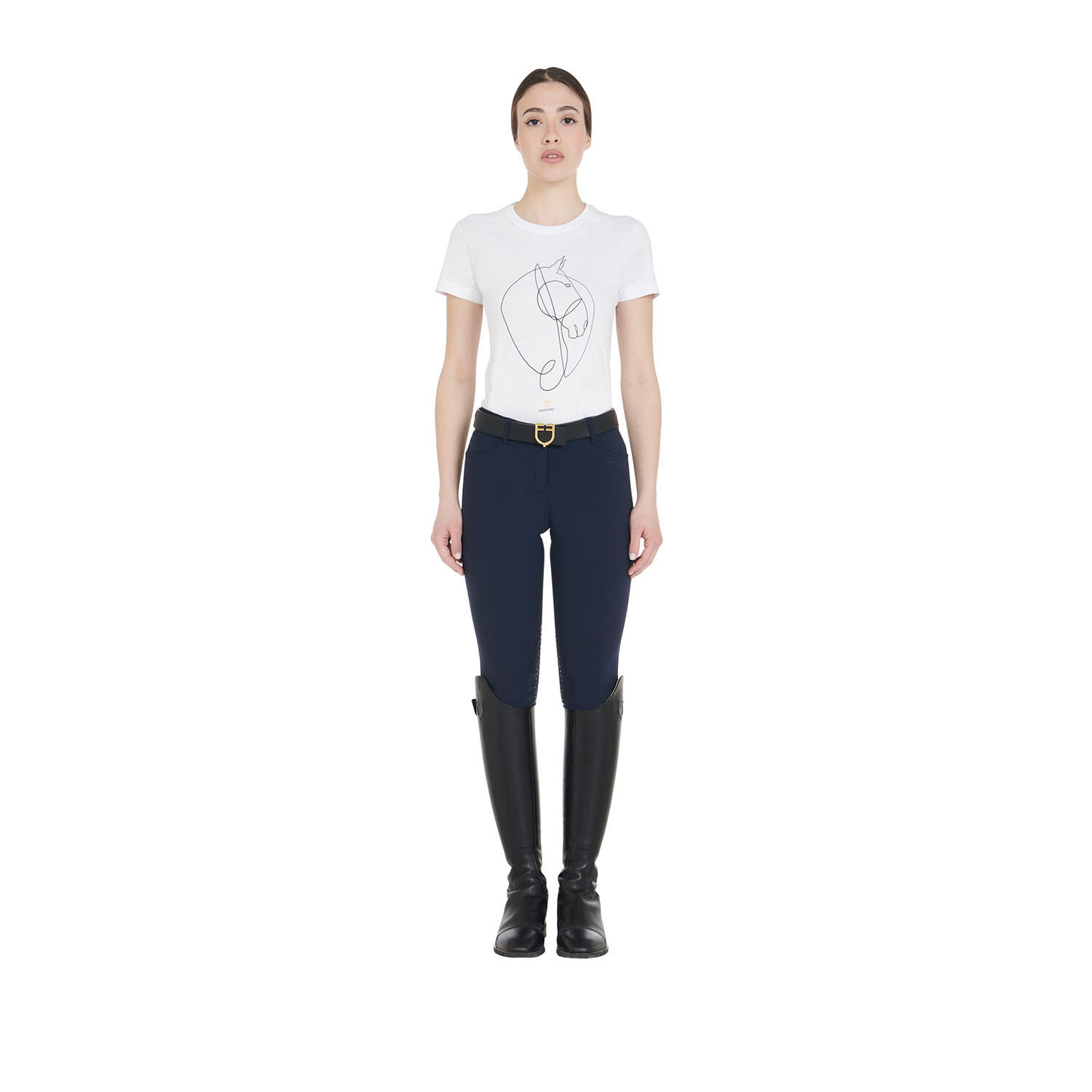 Calça feminina slim fit em tecido técnico bielástico para o verão 6/7