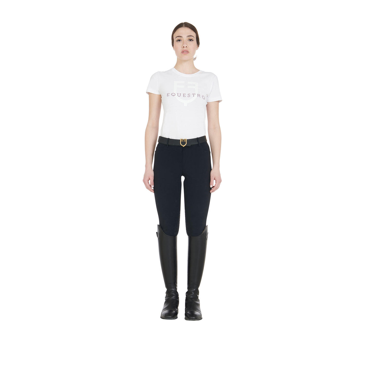 Calça feminina slim fit em tecido técnico bielástico para o verão 6/7
