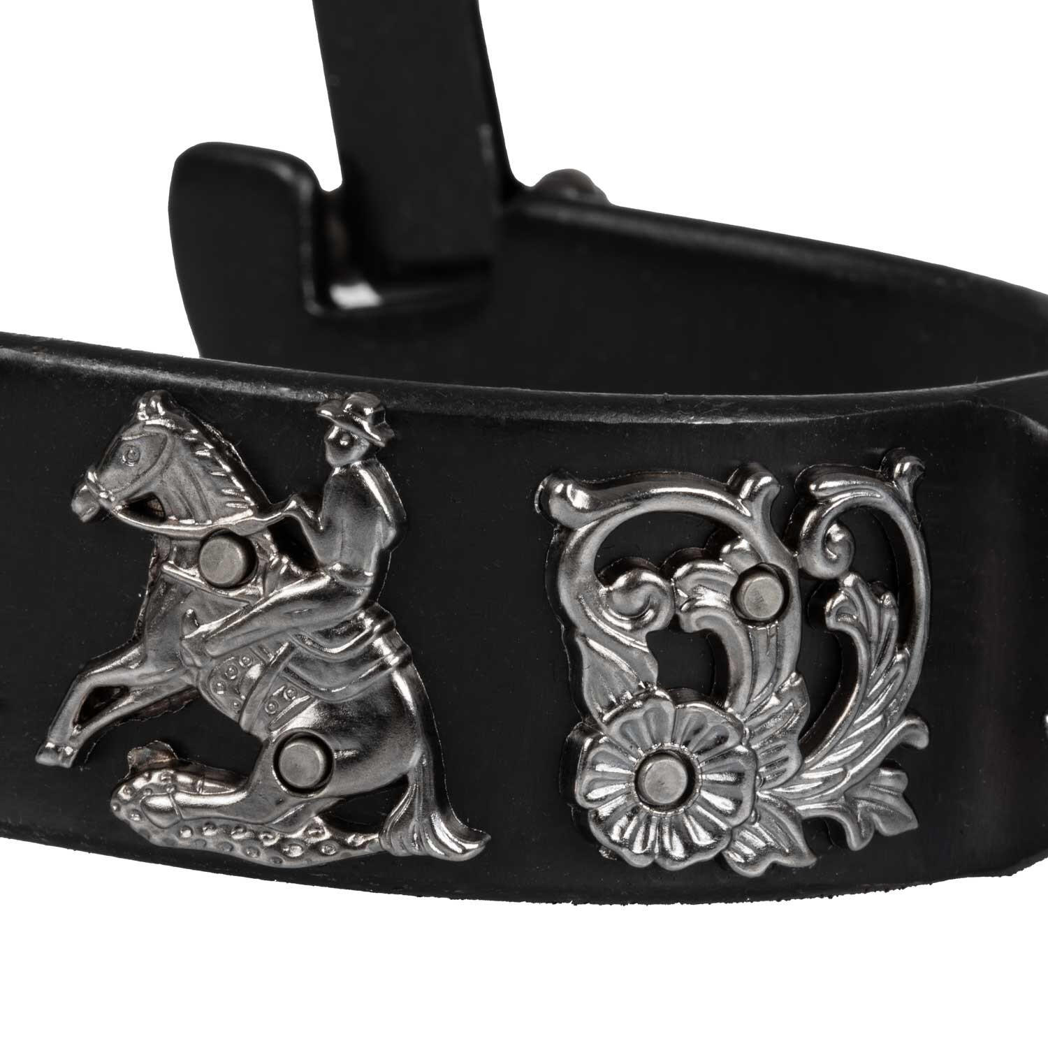 Zwarte western reining sporen met bloemen decoratie 4/5