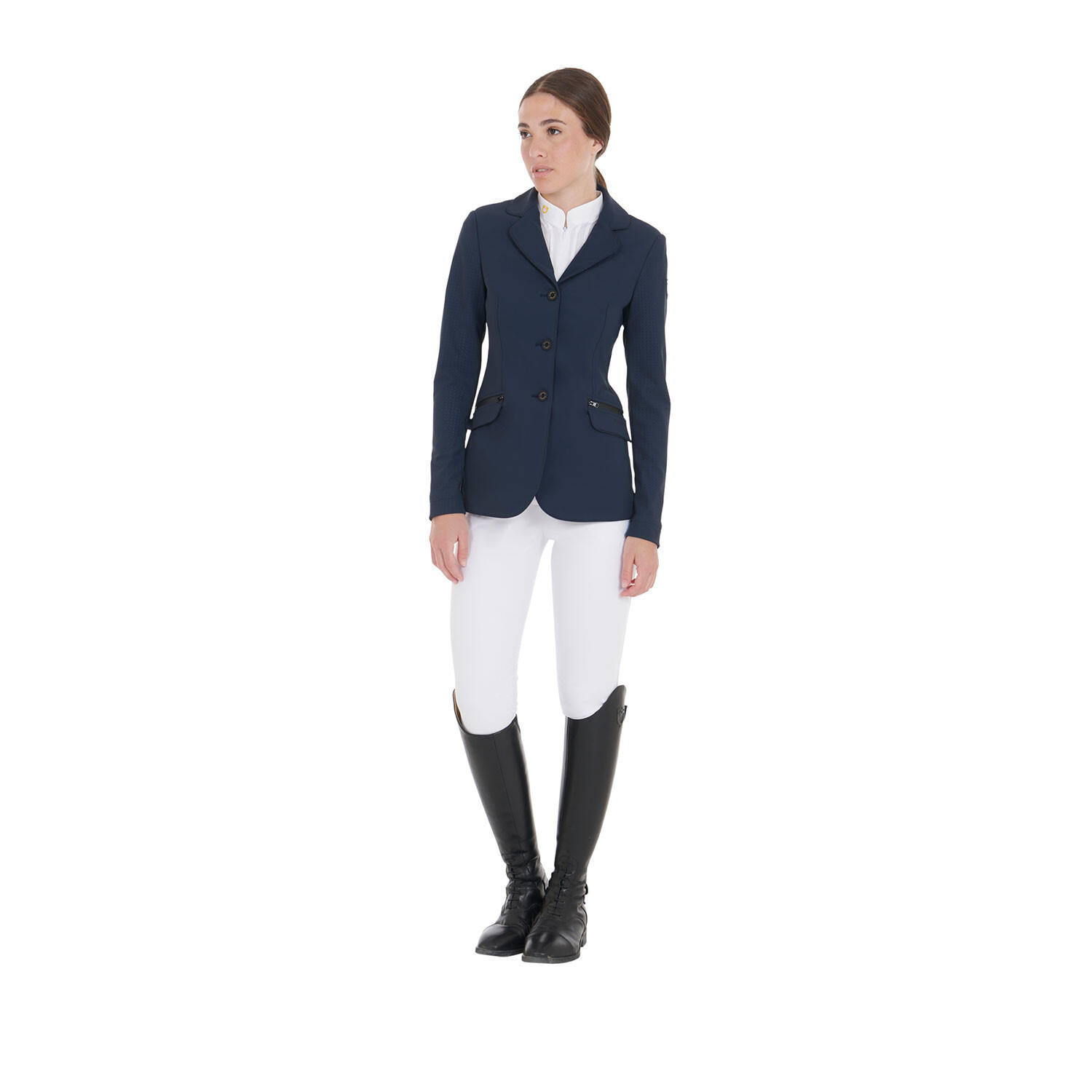 Chaqueta mujer de concurso tres botones perforada 7/7