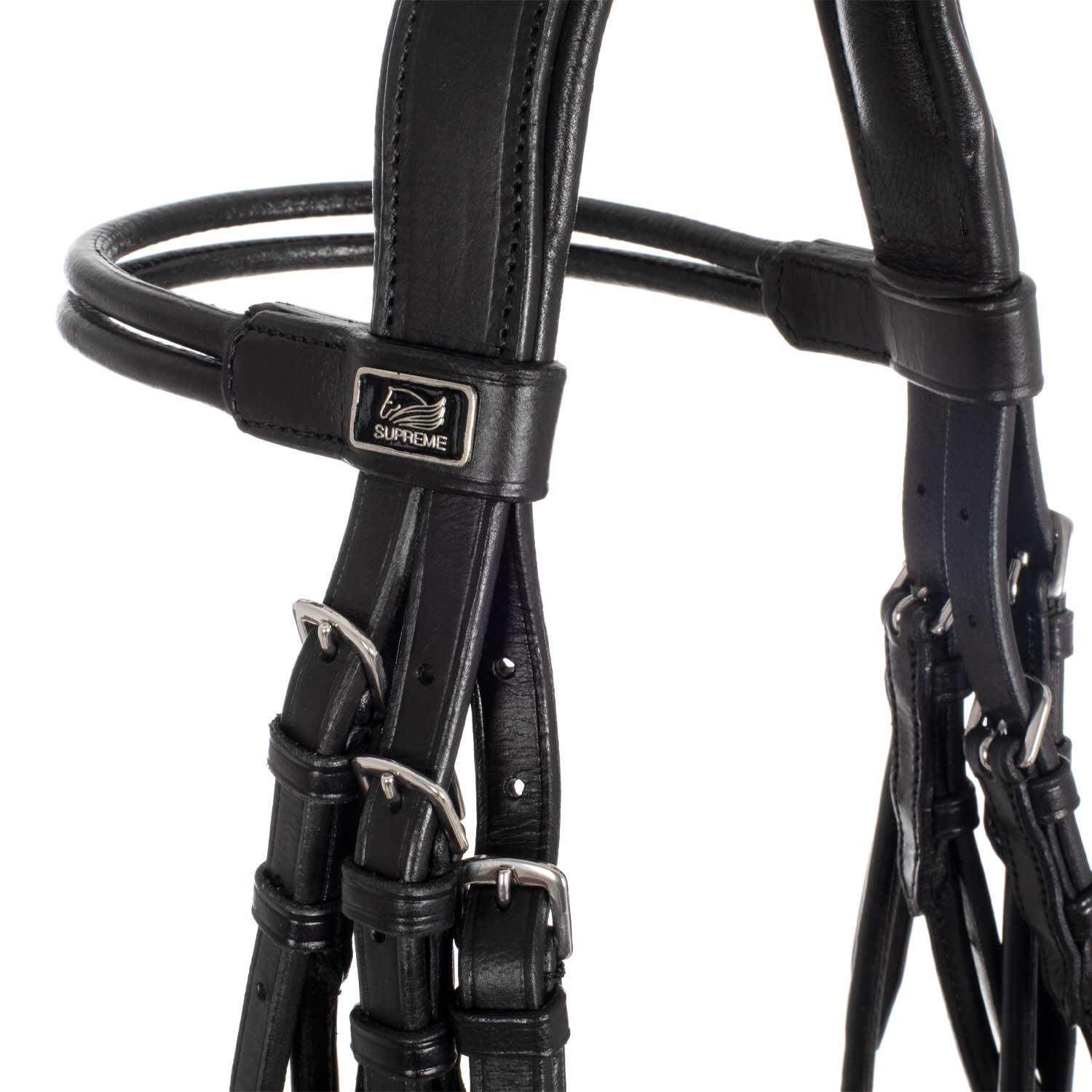 Bridon de dressage double frontal rond 2/4